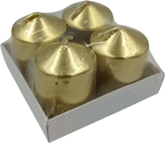 Коледна Свещ Златиста 5x3.8см 4 Бройки