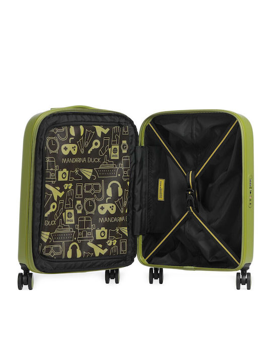 Mandarina Duck Logoduck+ Cabin Hard Travel Suitcase Winter Olive with 4 Wheels Height 55 cm