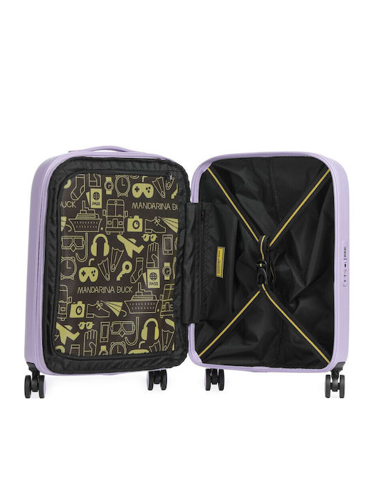 Mandarina Duck Logoduck+ Cabin Hard Travel Suitcase Digital Pink with 4 Wheels Height 55 cm