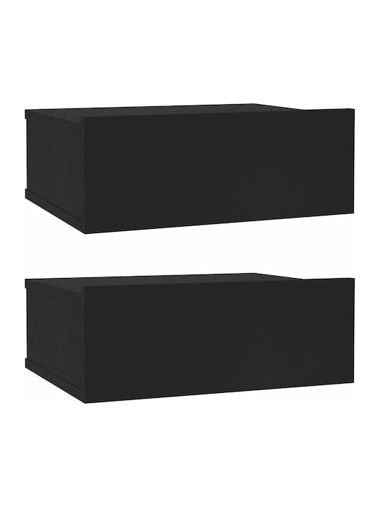 Комоди Дървени Черен 2бр 40x30x15см
