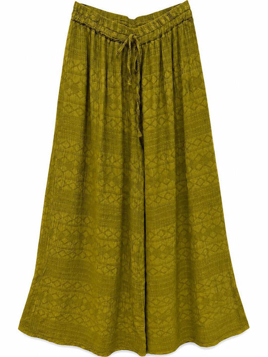 Women's Pantaloons with Rubber Band in Loose Fit Olive