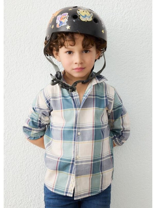Kids Checked Long-sleeved Shirt Turquoise