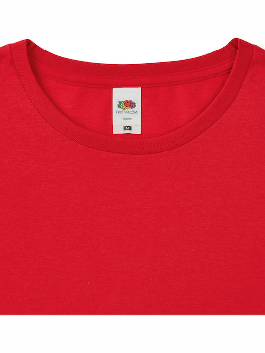 Fruit of the Loom Iconic 150 Fruit Loom Men's Promotional T-Shirt Long Sleeve Red