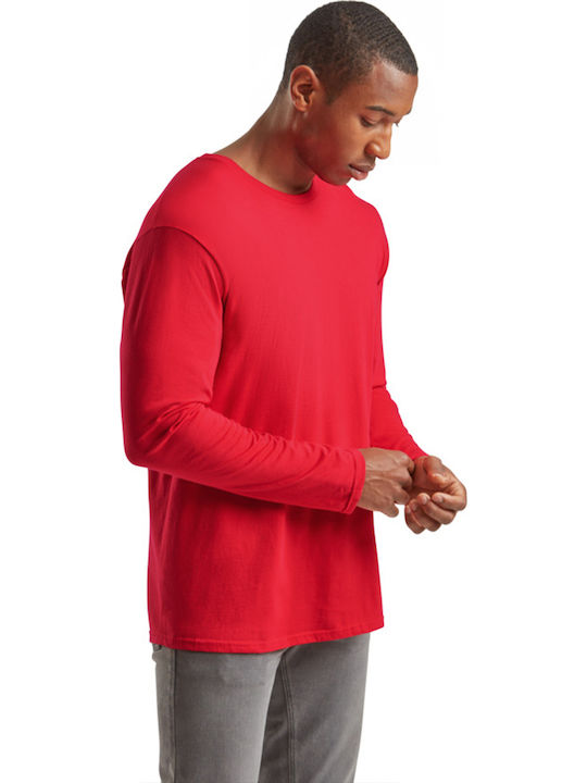 Fruit of the Loom Iconic 150 Fruit Loom Men's Promotional T-Shirt Long Sleeve Red