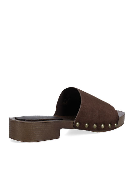 Mules with Heel in Brown Colour