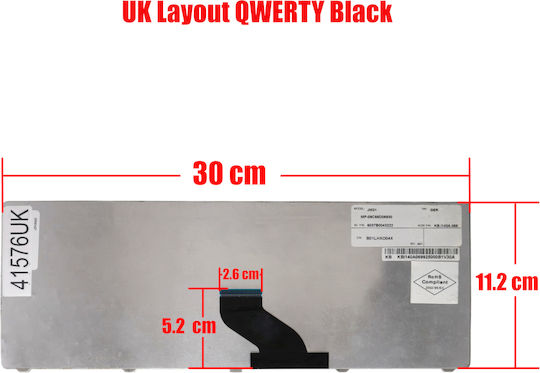 Laptop Keyboard Gateway Nv49 Nv49c Packard Bell Easynote Nm85 Nm86 Nm87 UK Black Code 41576uk