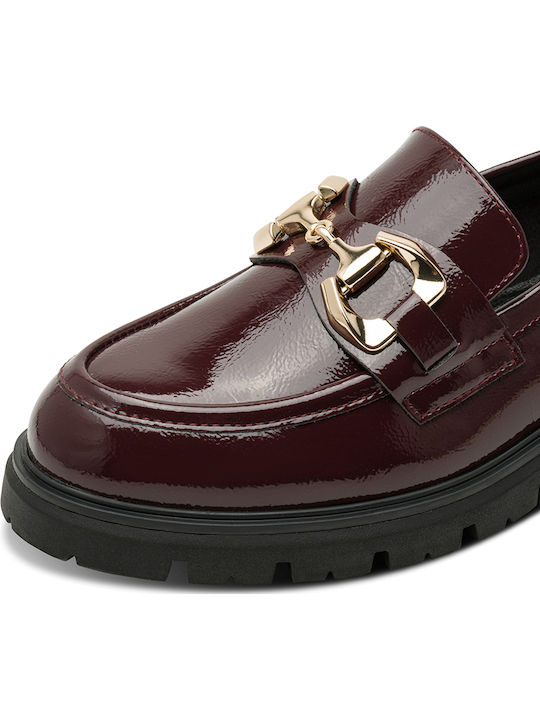 Patent Leather Women's Loafers in Burgundy Colour