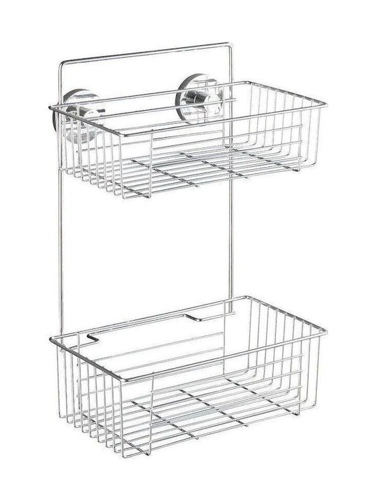 Wenko Wall Mounted Bathroom Shelf Metallic 38x17x26cm Silver