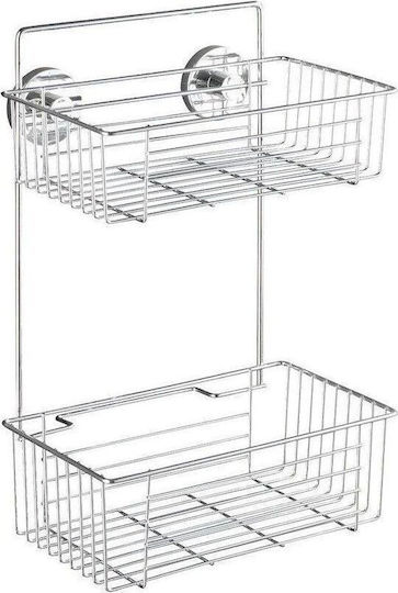 Wenko Wall Mounted Bathroom Shelf Metallic 38x17x26cm Silver