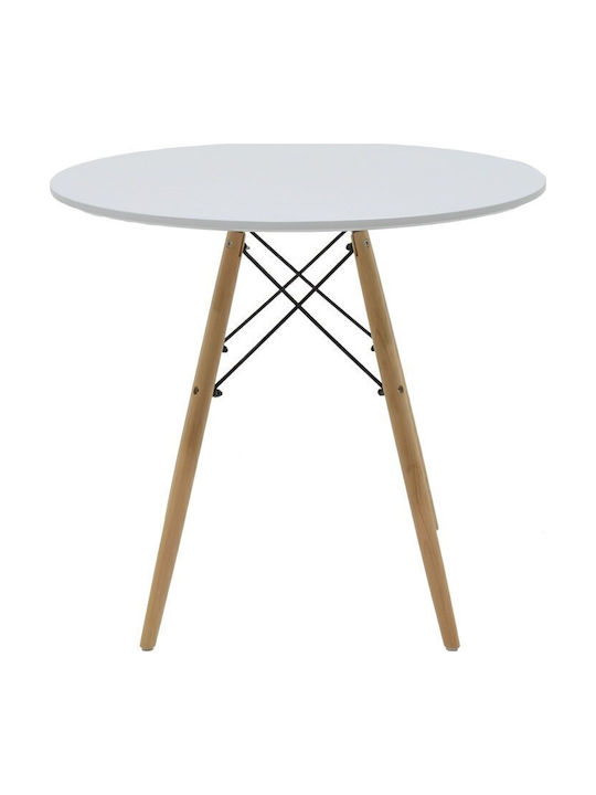 Julita Rund Tisch Küche Holz White, Natural Shade 80x80x73cm