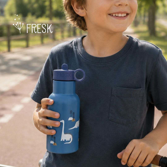 Kids Water Bottle Thermos Dinosaur Silicone with Straw Coffee 350ml