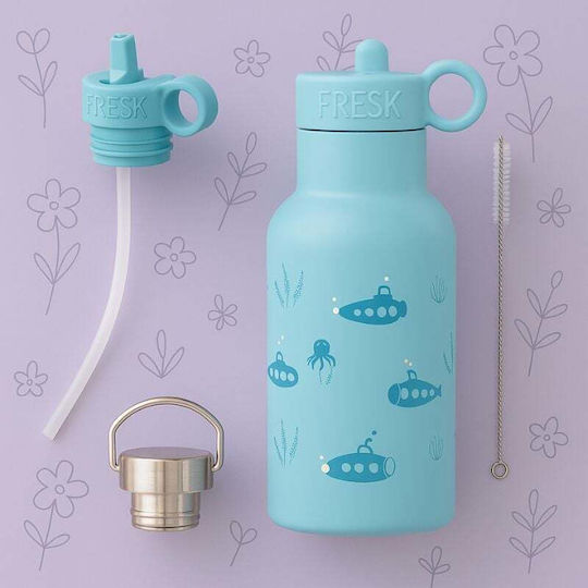 Kids Water Bottle Thermos Silicone With Straw Coffee 350ml