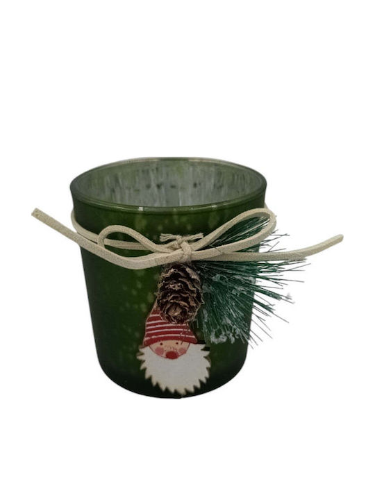 Weihnachtsfigur Glas Kerzenhalter Zwerg Kiefernzapfen 8.5x6.5cm 3 Farben Grün