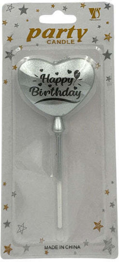 Geburtstagskerze Herz Happy Birthday 12 cm Gold
