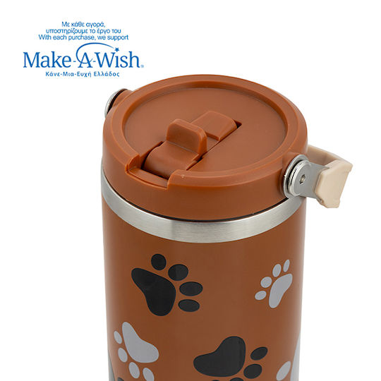Nava "we Care" Handled Tumbler Thermos Stainless Steel 900ml Paw Prints with Straw and Handle