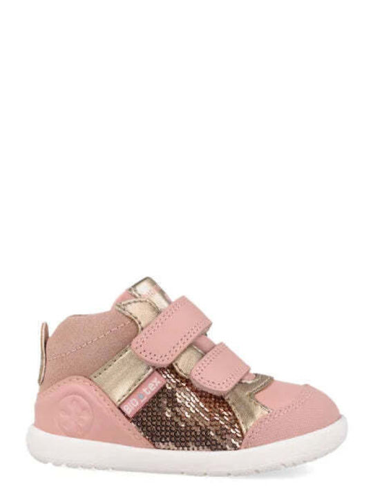 Kids Sneakers High Anatomic with Hoop & Loop Closure Pink