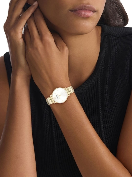 Calvin Klein Luxe Ceas Dama 34mm Cu Baterie Cu Brățară Din Metal Auriu