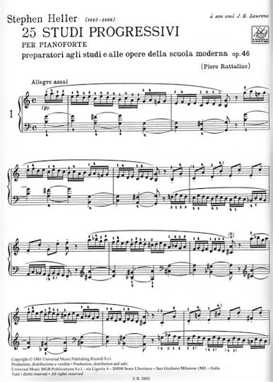 Ricordi Heller 25 Studi progressivi op 46 per pianoforte für Klavier