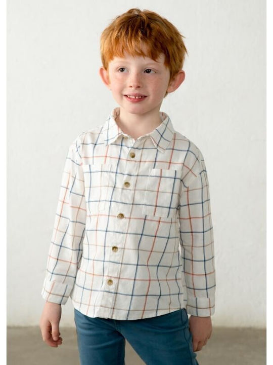 Kids Checked Long-sleeved Tricolor Shirt