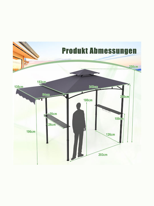Costway Garten Gazebo Grau 3.18x1.53m