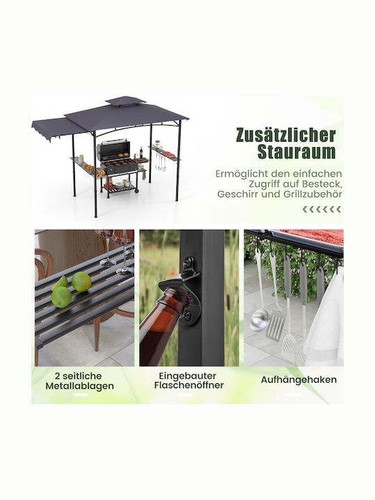 Costway Garten Gazebo Grau 3.18x1.53m