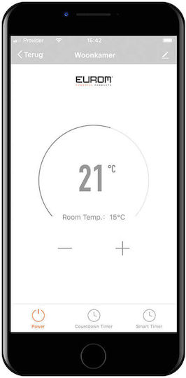 Eurom Alutherm Wifi Convector Electric Pardoseală 2000W cu Termostat Electronic și WiFi 92x45.8cm Alb
