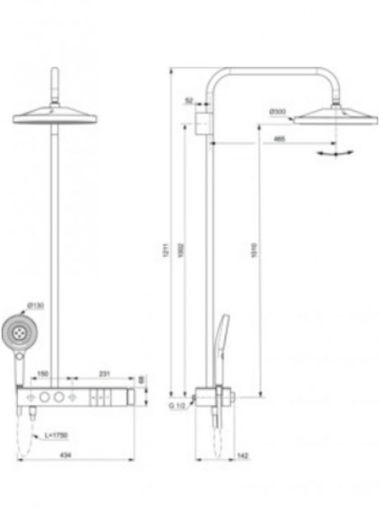 Ideal Standard Solos Coloană de duș cu mixer de cadă gri