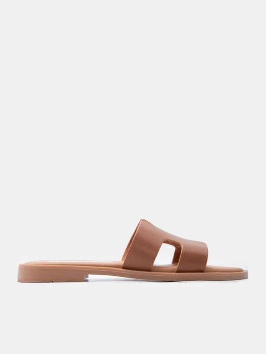 Damen Flache Sandalen Tabac Braun