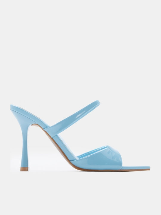 Mules With High Heel In Light Blue Colour