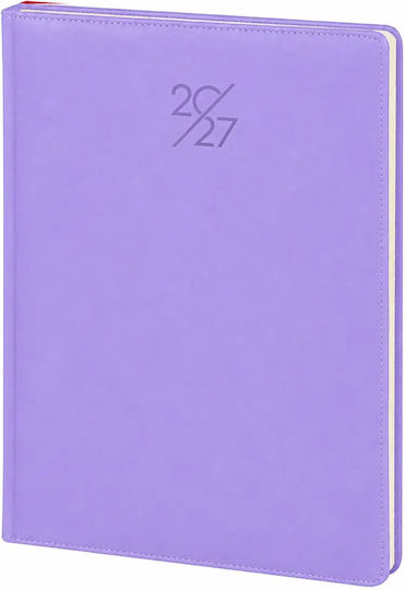 Ατζέντα Ημερήσιο Ημερολόγιο 2027 17x24cm Δερματίνη Κωδ Μjhw-17 Μωβ Purple