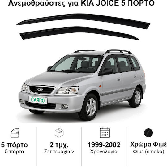 Heko Set of Windbreakers Front Car Dark Fime for Kia Joice 2pcs