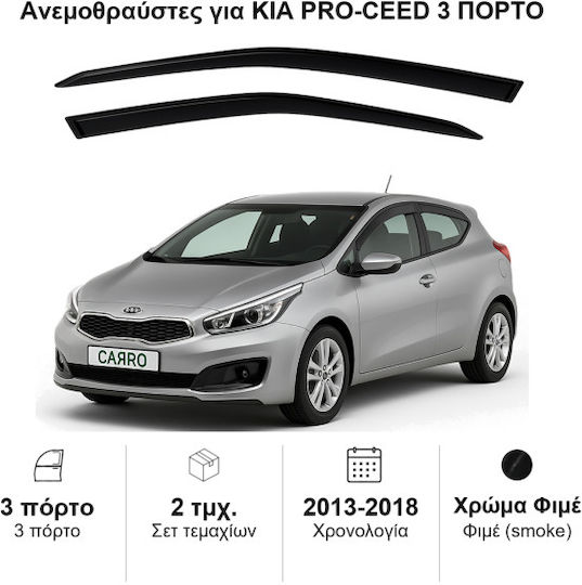 Heko Set of Windbreakers Front Car Dark Fime for Kia Ceed 2pcs