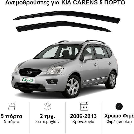 Heko Set of Windbreakers Front Car Dark Fime for Kia Carens 2pcs