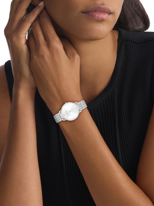 Calvin Klein Luxe Ceas Dama 34mm Baterie Cu Brățară Argintie Din Oțel Inoxidabil