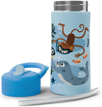 Affenzahn Kids Water Bottle Stainless Steel with Straw Non Spill 430ml