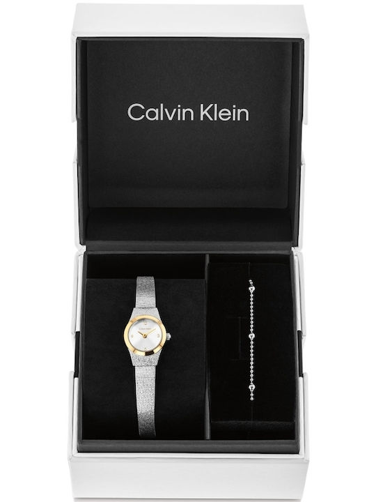 Calvin Klein Ceas de Damă Contemporary 18mm Cu Baterie Și Brățară Metalică Argintie
