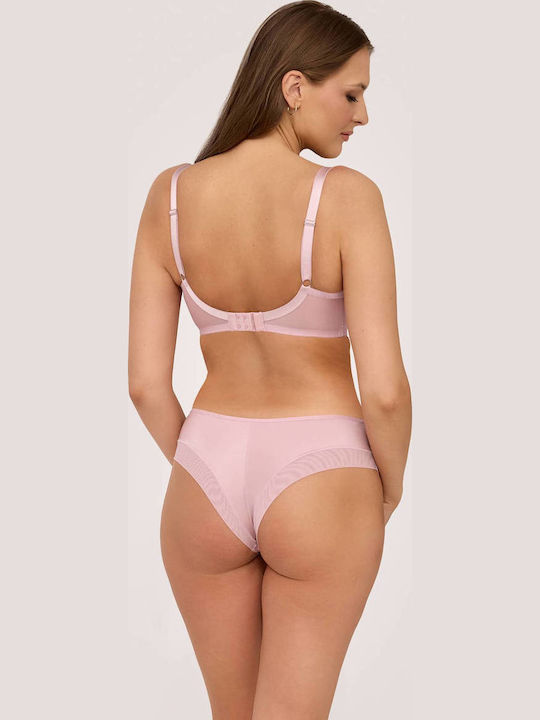 Pink Powder Minimizer Bra without Padding with Underwires