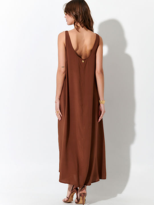 Sommer Maxi Kobi­ne­zón Damen­kleid Braun S262090