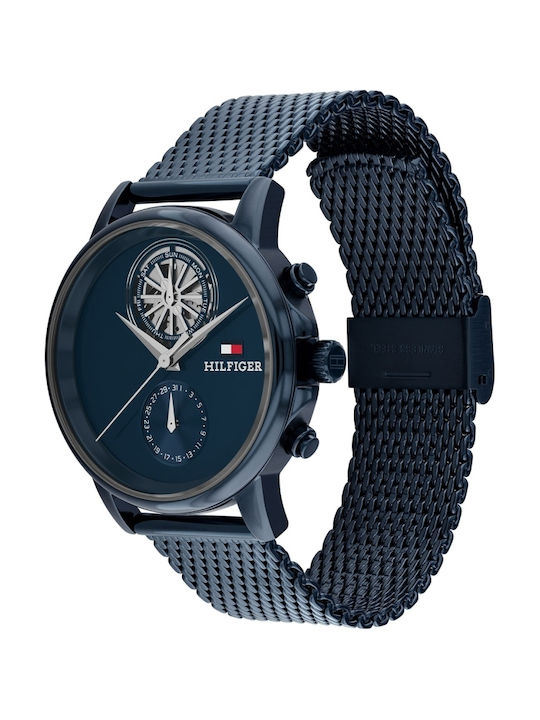 Tommy Hilfiger Stewart Ceas Bărbătesc 40mm Cu Baterie Și Brățară Din Metal Albastră