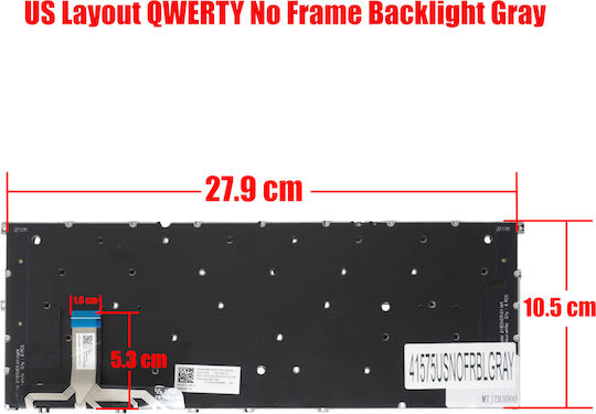 Πληκτρολόγιο Laptop Keyboard Lenovo Yoga S940-14iil 81q8 81r1 S940-14iwl 81q7 Ideapad S940-14iwl 81r0 5cb0w43534 5cb0w43502 US Без Рамка Със Задно Осветяване Сив КОД.41575usnofrblgray