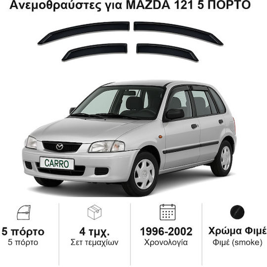 Heko Σετ Ανεμοθραύστες Αυτοκινήτου Μπροστινοί και Πίσω Σκούρο Φιμέ για Mazda 121 4τμχ