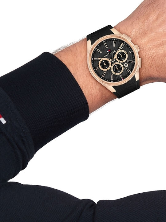Tommy Hilfiger Sam Ceas Bărbătesc 43mm Cu Baterie Și Brățară Din Metal Neagră