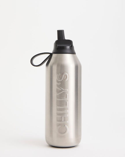 Chilly's Thermos Bottle Stainless Steel BPA Free 500ml Stainless Steel with Straw, Mouthpiece, Loop and Handle