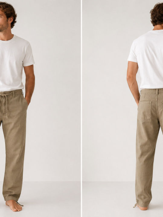 Wide Beige Trousers