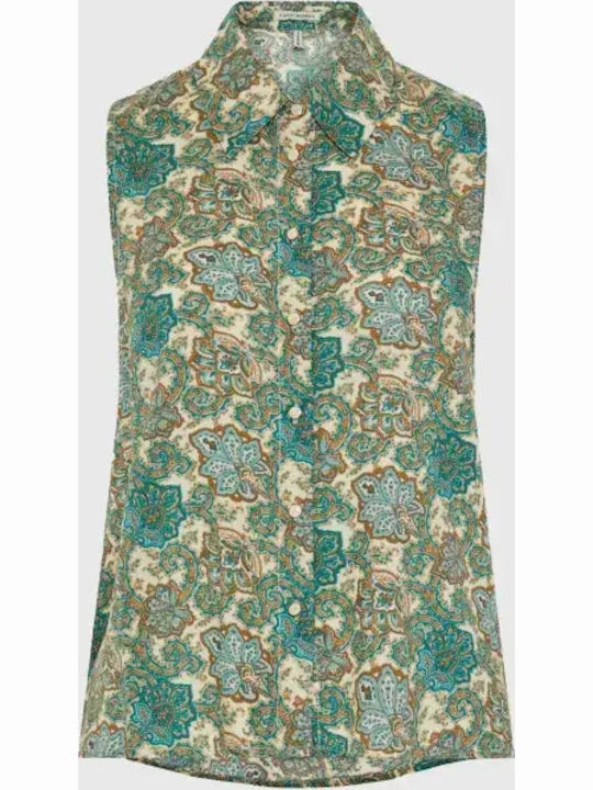 Ärmelloses Damen Denim Hemd Blue Heaven Blumen