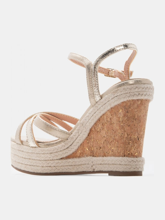 Sommer Damenplattformen im Stil Espadrilles Goldene