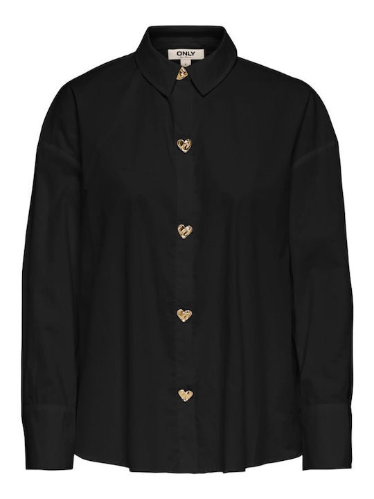 Long Sleeve Denim Shirt in Regular Fit Black