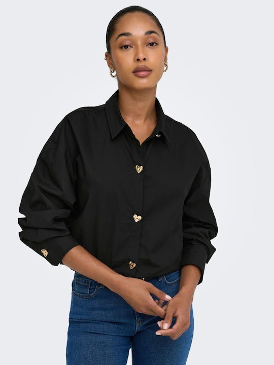 Long Sleeve Denim Shirt in Regular Fit Black