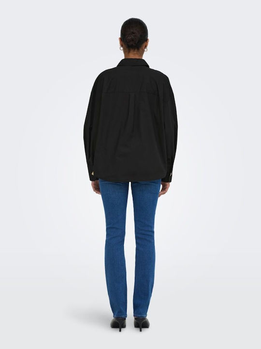 Long Sleeve Denim Shirt in Regular Fit Black