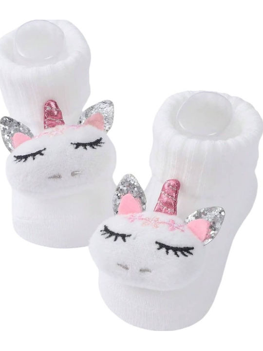 3d Cute Cotton Socks Unicorn Figure White